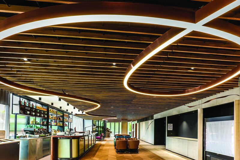 Hunter Douglas — Metal, wood and textile ceiling